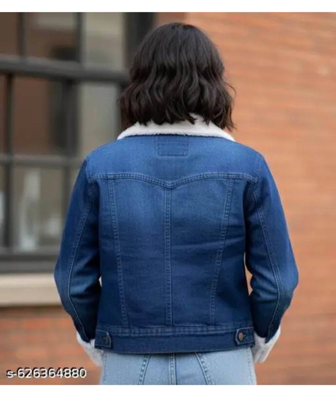 Women’s Denim Winter Jacket with Fur Collar & Cuffs | Full Sleeve